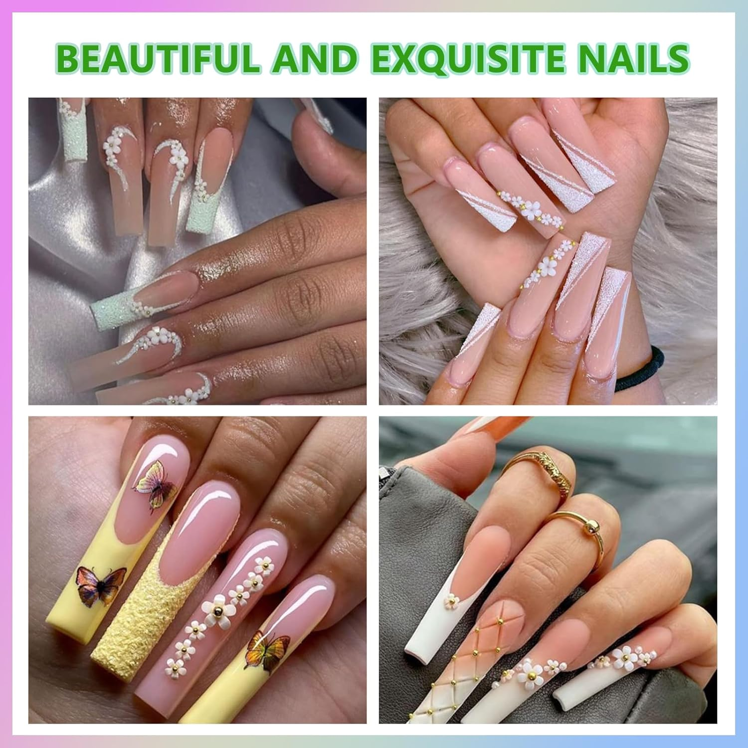 Tatiwoo Pink White Red Black Flowers Nail Charms Bow Tiny Blossom Flowers Acrylic Nail Charms Butterfly Nail Gems Charms for Manicure DIY Crafts Jewel Accessories, Small image number 3