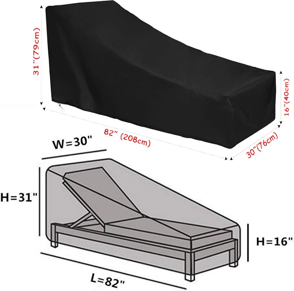 J&C Waterproof Patio Lounge Chair Cover 210D Silver Coated Polyester Fabric Outdoor Chaise Lounge Covers 82L X 30W X 31 Inch (1 Pcs) image number 4