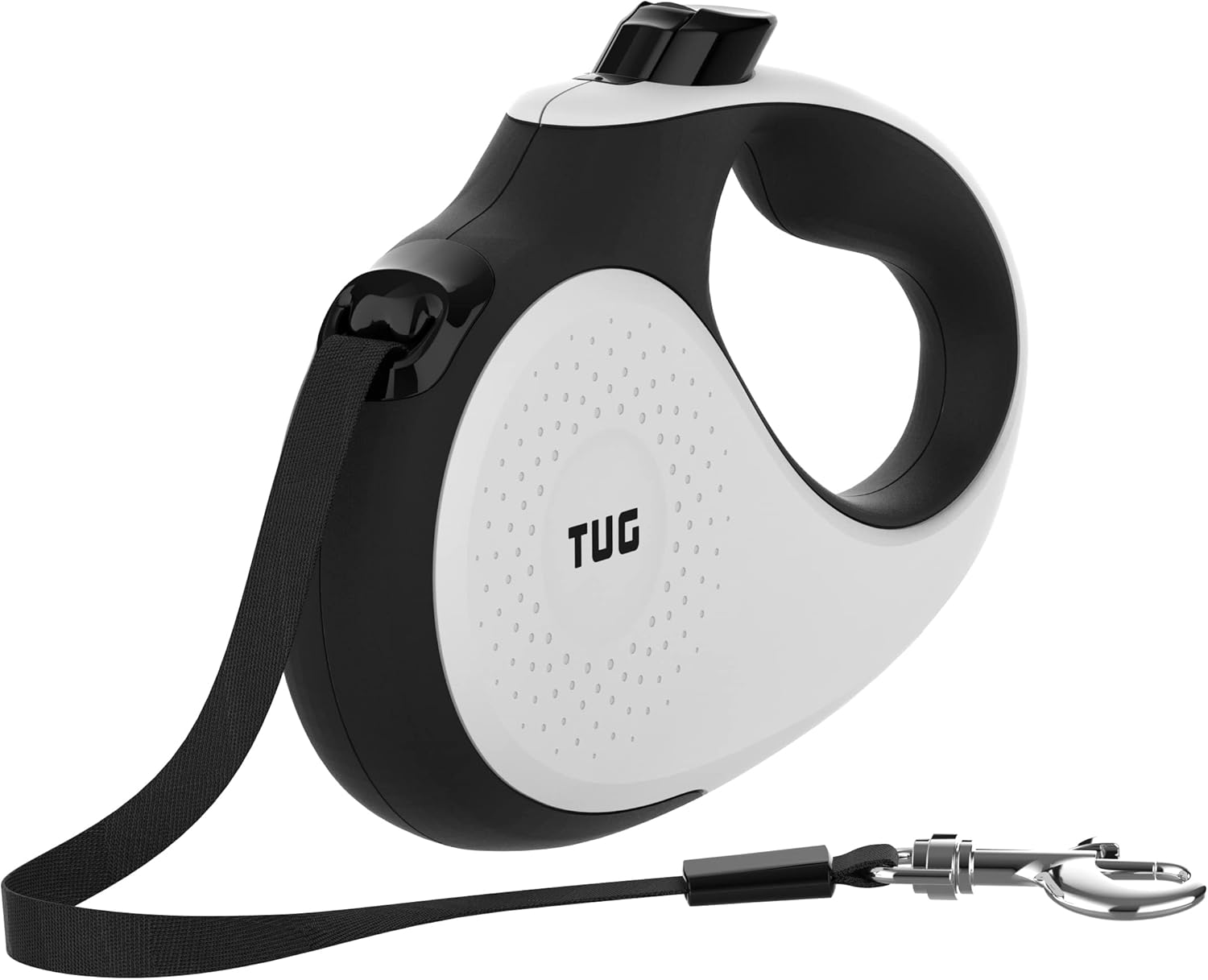 TUG 360&deg; Tangle-Free Retractable Dog Lead for up to 50 Kg Dogs | 5 M Strong Nylon Tape | One-Handed Brake, Pause, Lock (Large, White) image number 3
