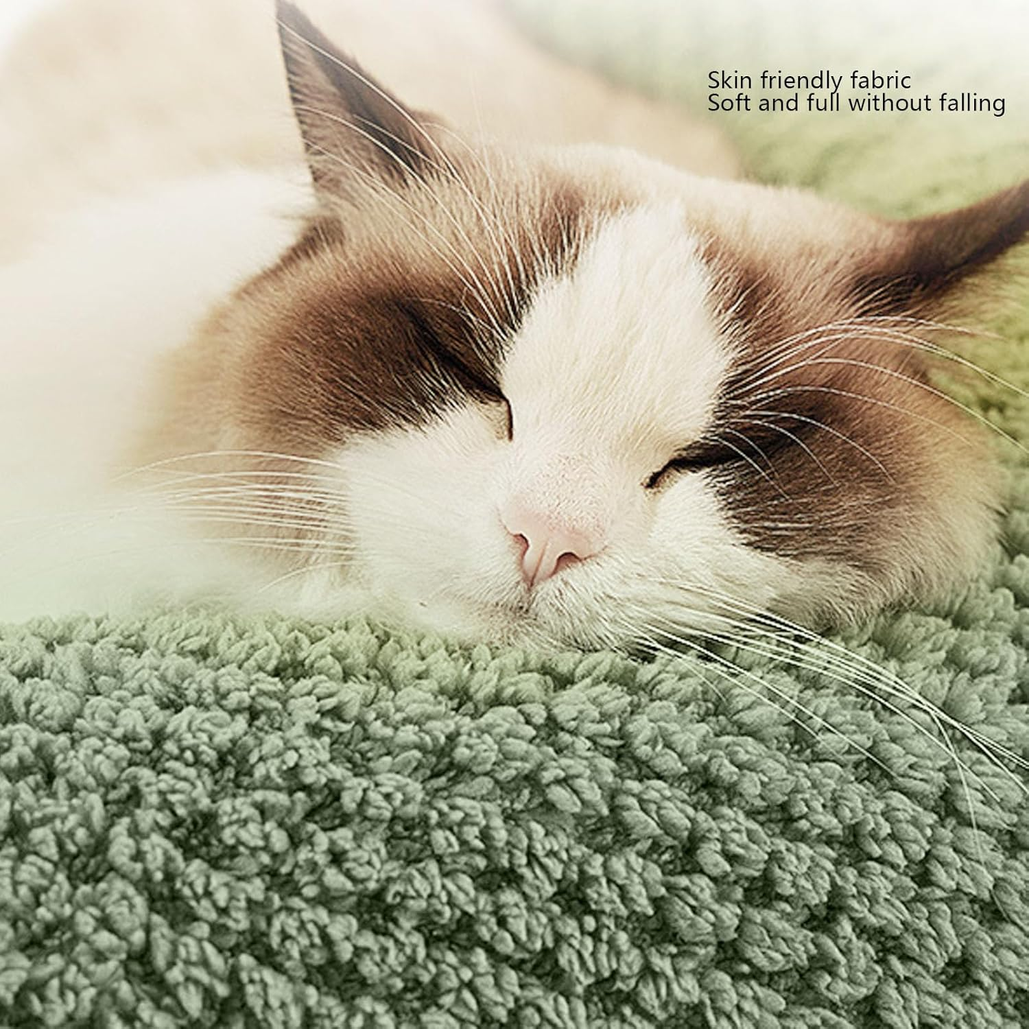 Jiawu 2 in 1 Cat Bed Cave, Small Cute Frog Shaped Dog Bed for Indoor, Fluffy Calming Sofa Cat Nest with Removable & Washable Plush Cover for Kittens and Small Dogs, Non Slip Bottom (S) image number 3