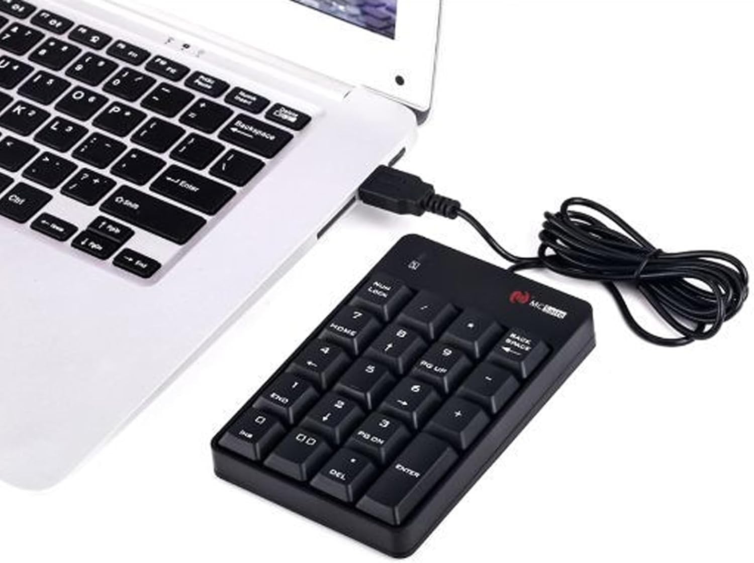 Wired Number Pad, USB Numeric Keypad 19 Key Number Keypad Financial Accounting Number Keyboard for Laptop PC Computer (Black) image number 1