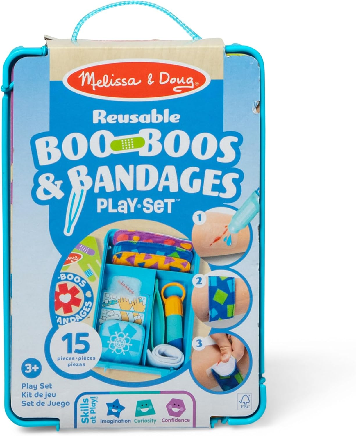 Melissa & Doug Pain & Bandages Reusable First Aid Playset &ndash; Role-Play Medical Kit with Water‑Reveal &ldquo;Pains&rdquo; & Bandages &ndash; Ages 3+ image number 1