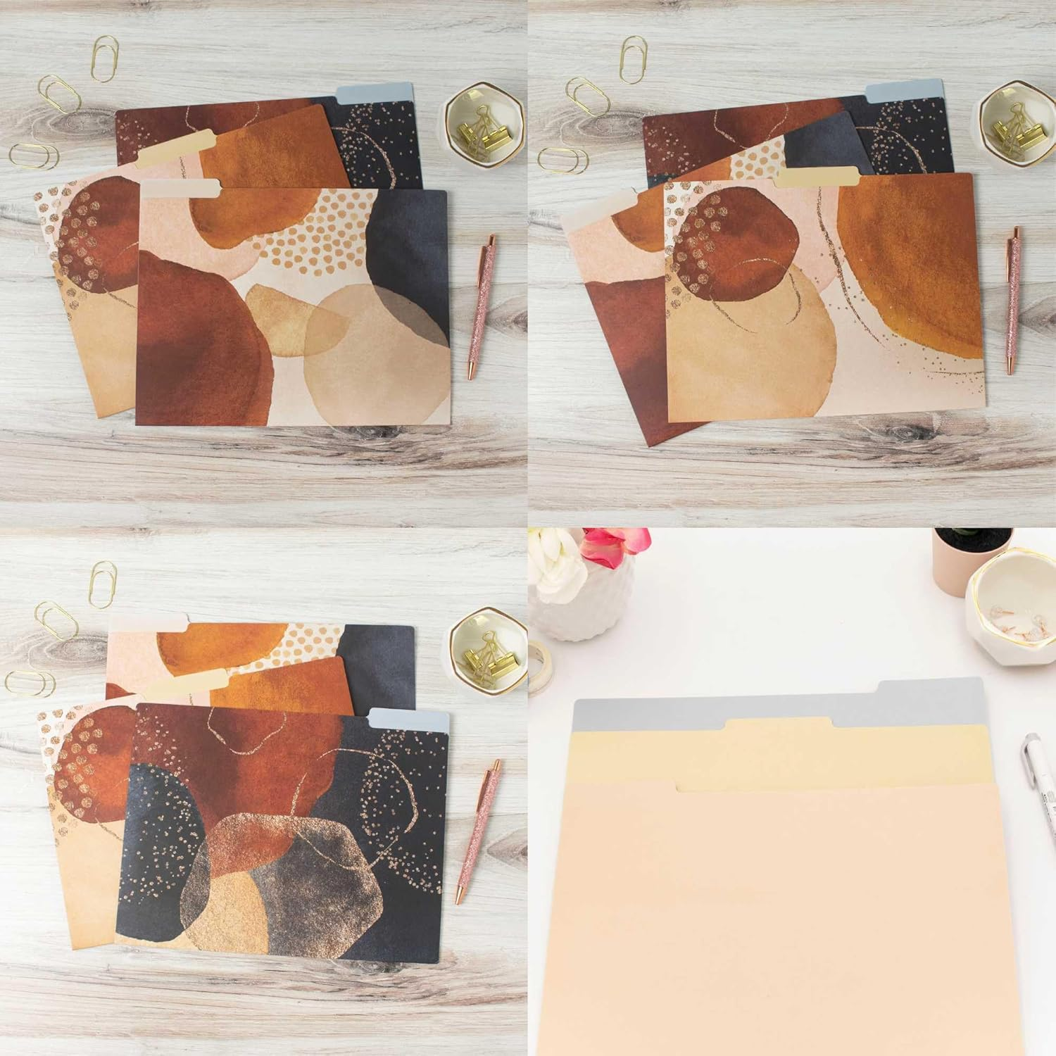 Bloom Daily Planners Decorative File Folders - Set of Six Letter Size (8.5&rdquo; X 11&rdquo;) Organizers, 1/3 Cut Tabs - Assorted Designs - Earthy Abstract image number 4