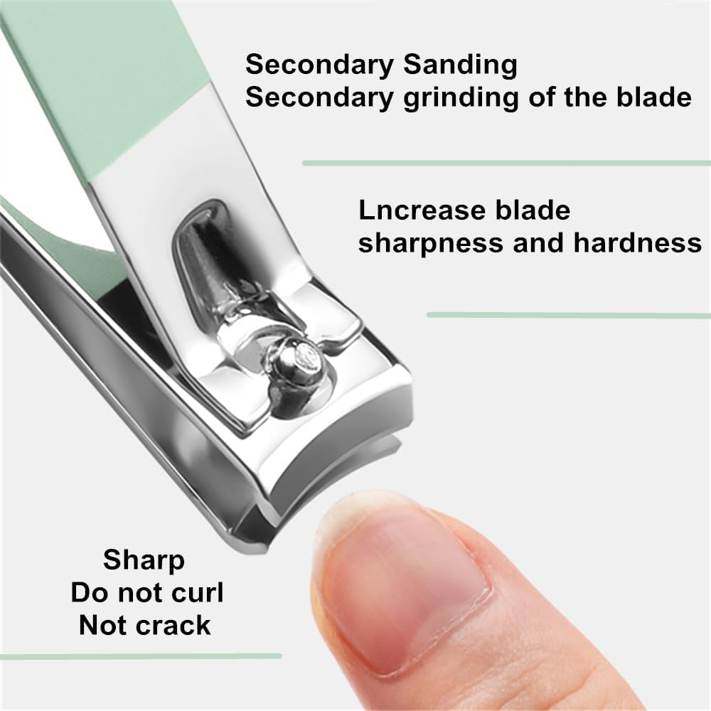 7Pcs Manicure Set, Nail Clippers Kit, Stainless Steel Manicure Kit, Nail Clipping Tools Portable Travel Grooming Kit, the Best Gift with Luxurious Case (Green) image number 4