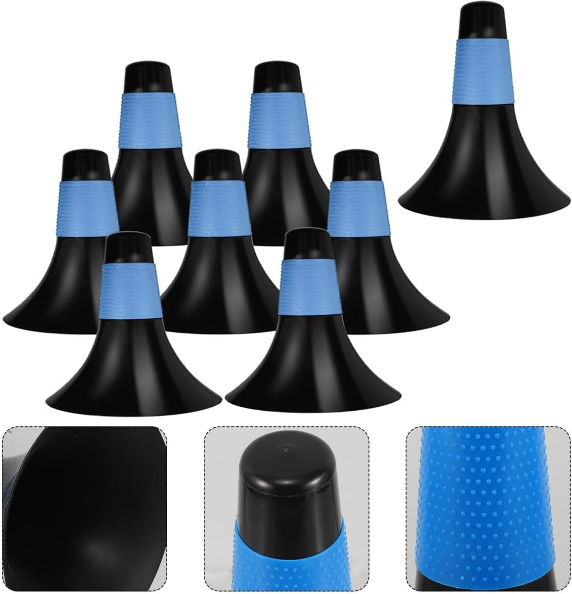 8 Pcs Durable Sport Cones for Basketball Soccer Training, Agility, Plastic Horn Logo Bucket Obstacle Skill Development - High Visibility Field Markers for Sports, Gym Outdoor Use image number 2