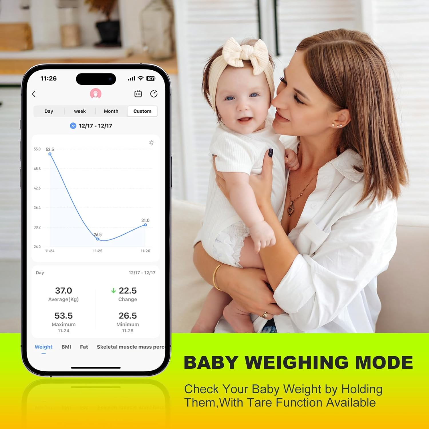 Oolong Bluetooth Smart Body Fat Scale,Body Digital Scale, Weight Scale with Smartphone App,Wireless BMI Bathroom Scale,Load Capacity 396 Lbs/180 Kg,Measures Weight,Body Fat, BMI,BMR and 24 Other Data image number 3