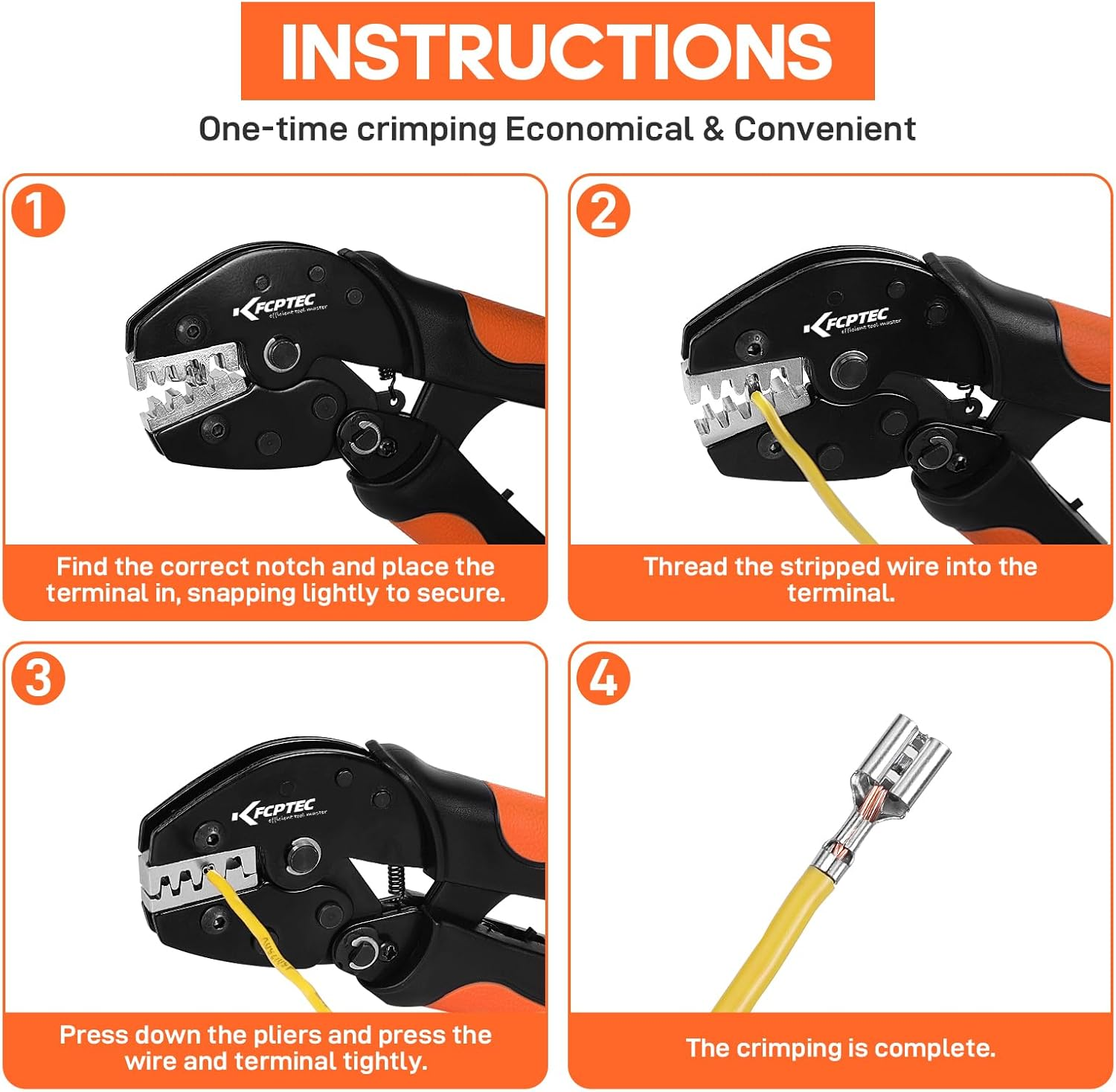 KF CPTEC Crimping Tool for Non-Insulated Terminals | Electrical Crimping Tools | Fits Molex, Dupont, JST, TE, EPC, Pcie, SATA Pins, AWG 24&ndash;16 (0.25&ndash;1.5Mm&sup2;) image number 2