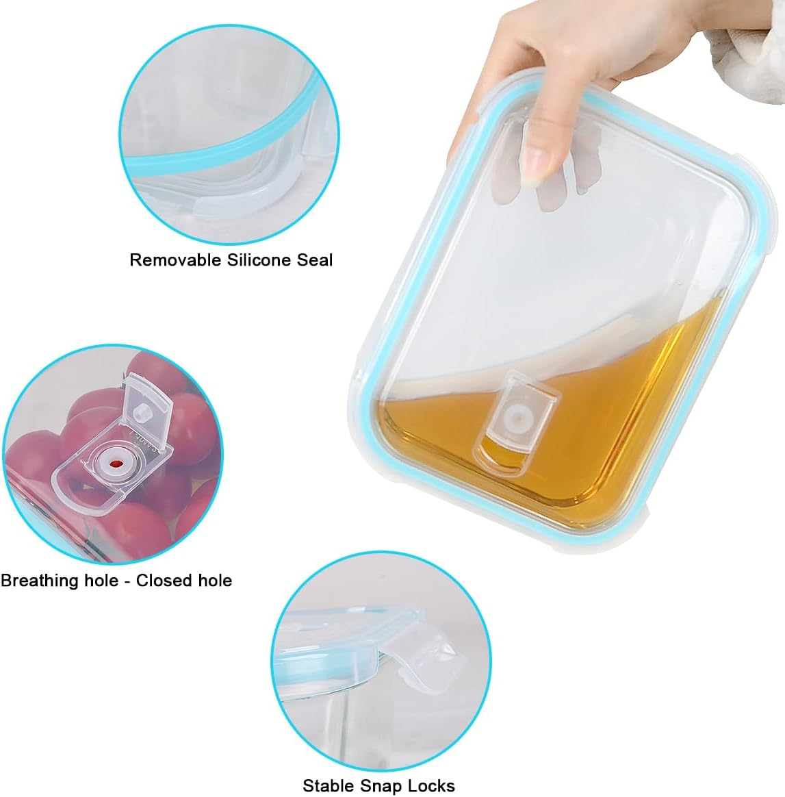 Anshine 10Pack Glass Food Storage Containers Set with Lids,Bpa-Free, Airtight & Leak-Proof Meal Prep Food Containers, Lunch Box Safe for Microwave, Oven, Dishwasher Kitchen Storage image number 1