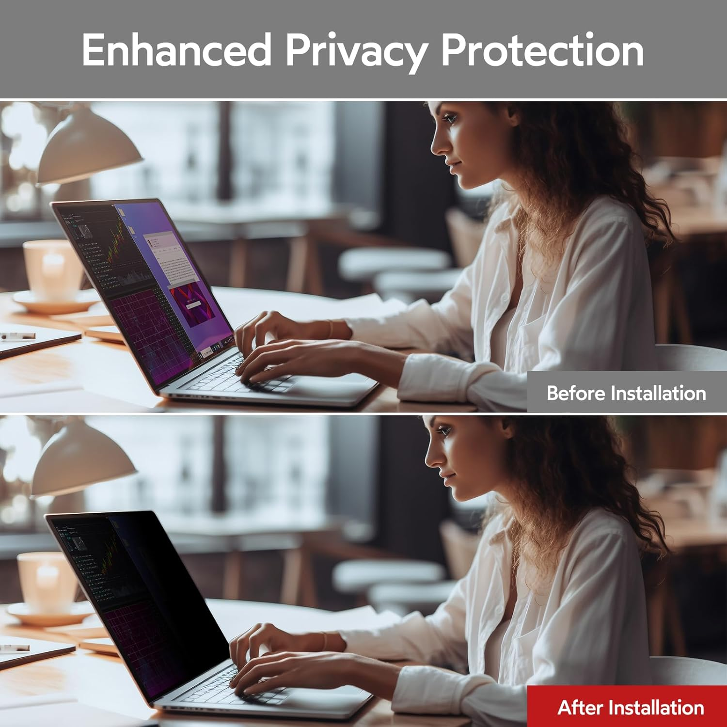 BERSEM 13.3 Inch Laptop Privacy Screen for 16:9 Ratio Computer Monitor Removable anti Glare Blue Light Filter for Laptop Privacy Screen 13.3 Inch, Anti-Spy, Anti-Scratch, Uv-Blocking image number 4