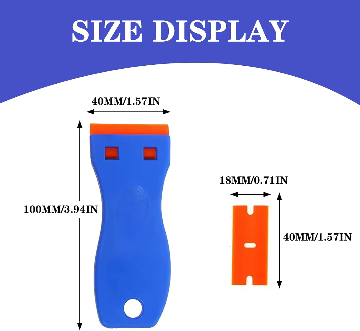 Lapetwbn Professional Plastic Razor Scraper Kit 10 Double Edged Blades for Safe Label Sticker Removal from Glass, Cars Tints Non-Scratch Decal Remover Tool with Comfort Grip image number 2