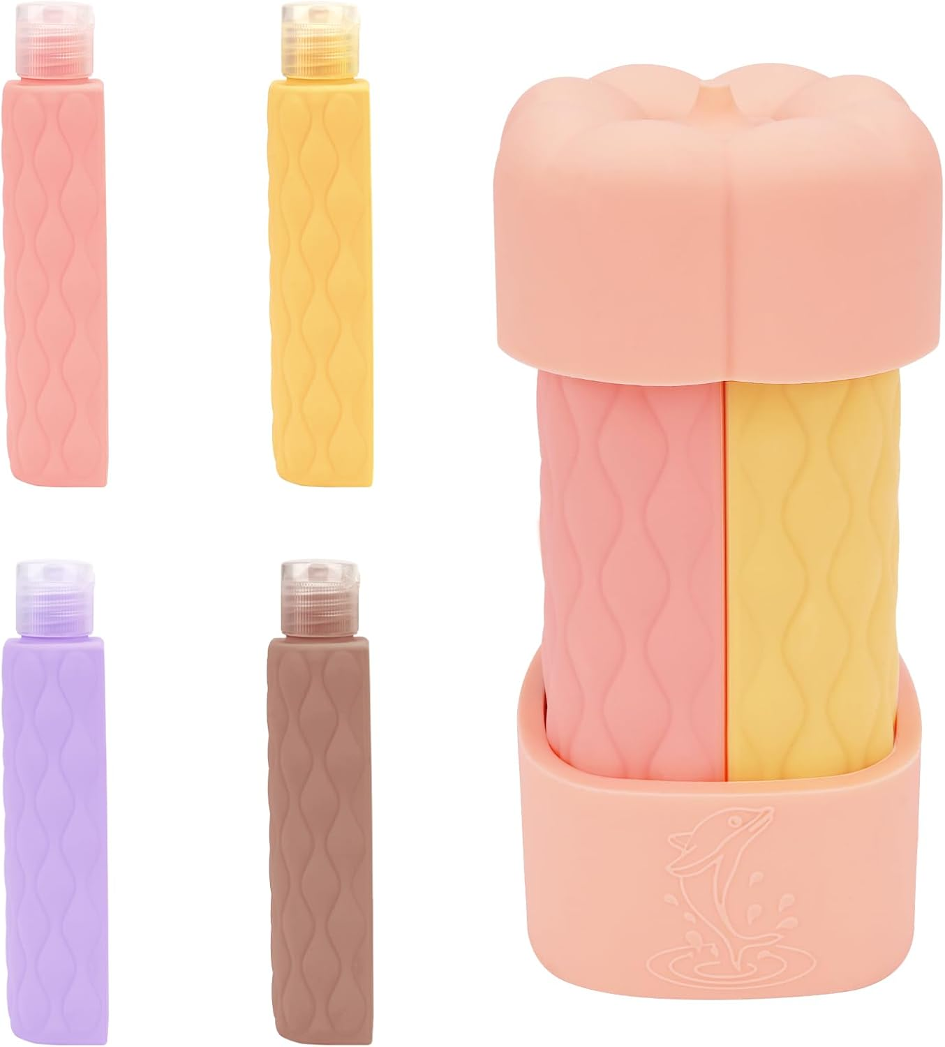 Reignsword 4 in 1 Travel Bottles for Toiletries, TSA Approved Silicone Travel Containers, Leak Proof Refillable Toiletry Containers for Shampoo Conditioner Lotion Body Wash (2Oz, Pink), Pink image number 5