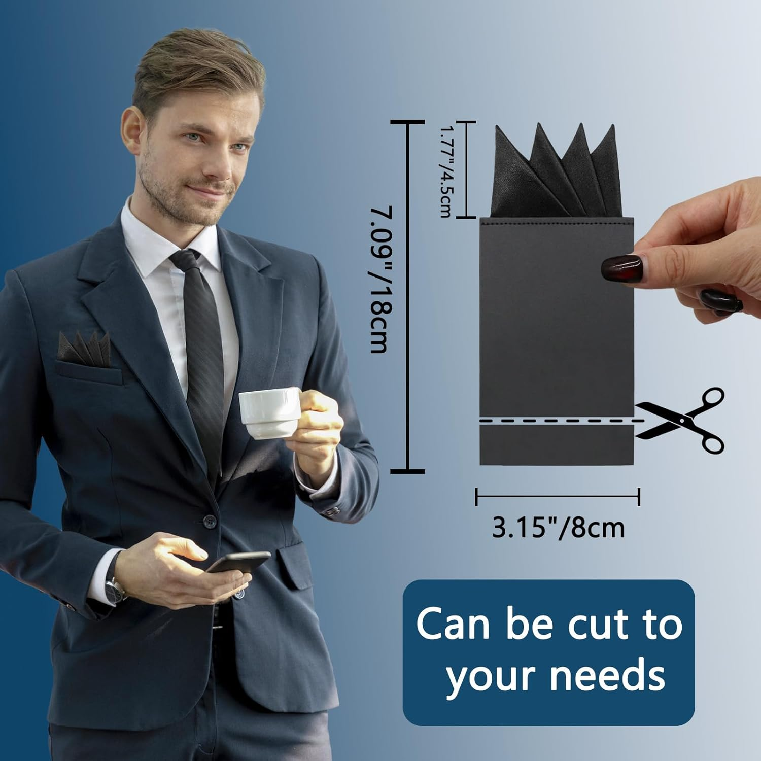 GHTIYLP Prefolded Pocket Squares for Men Solid Color Pre-Folded Mens Handkerchief Suit Pocket Square for Business Wedding - Red Mountain image number 3