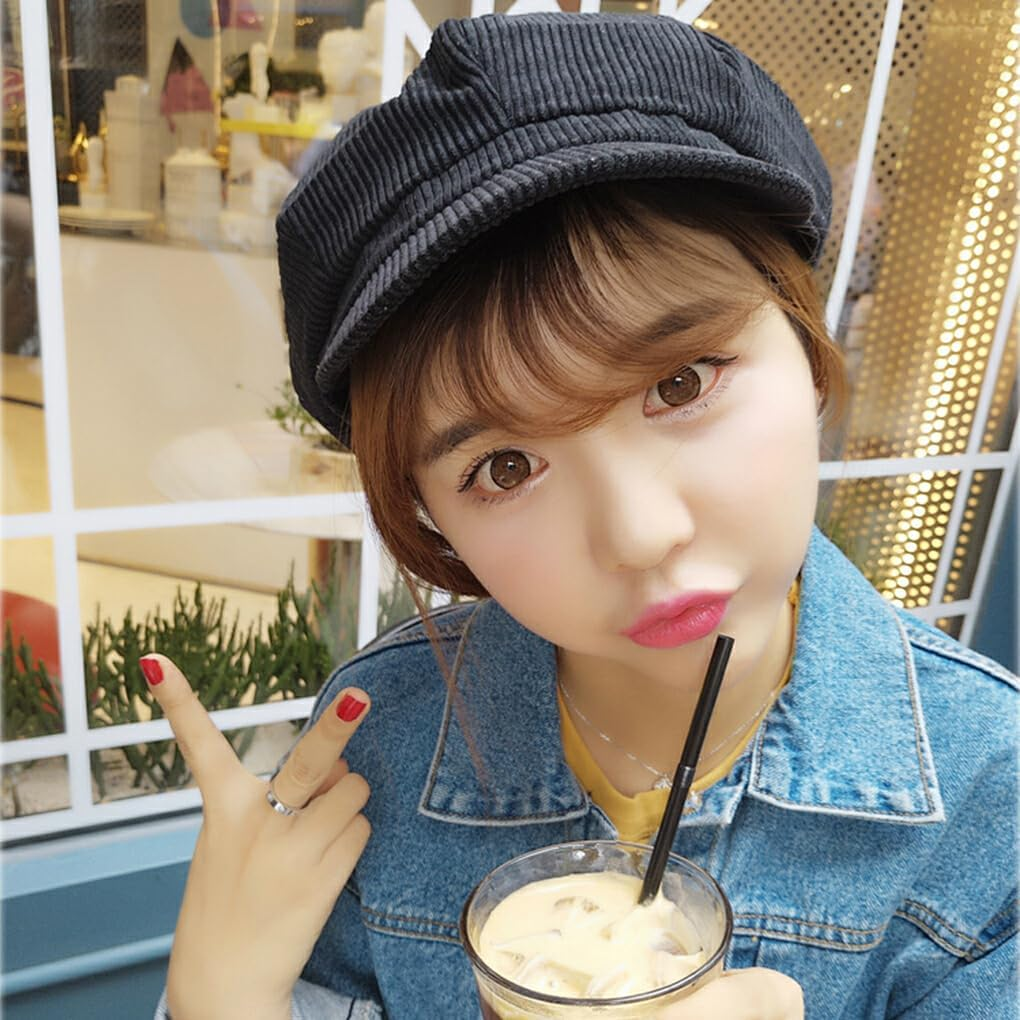 Classic Women S Hat Lightweight Beret Cap for Winter Vintage Newsboy Cap Corduroy Women Beret Hats Hats for Women - Grey image number 6