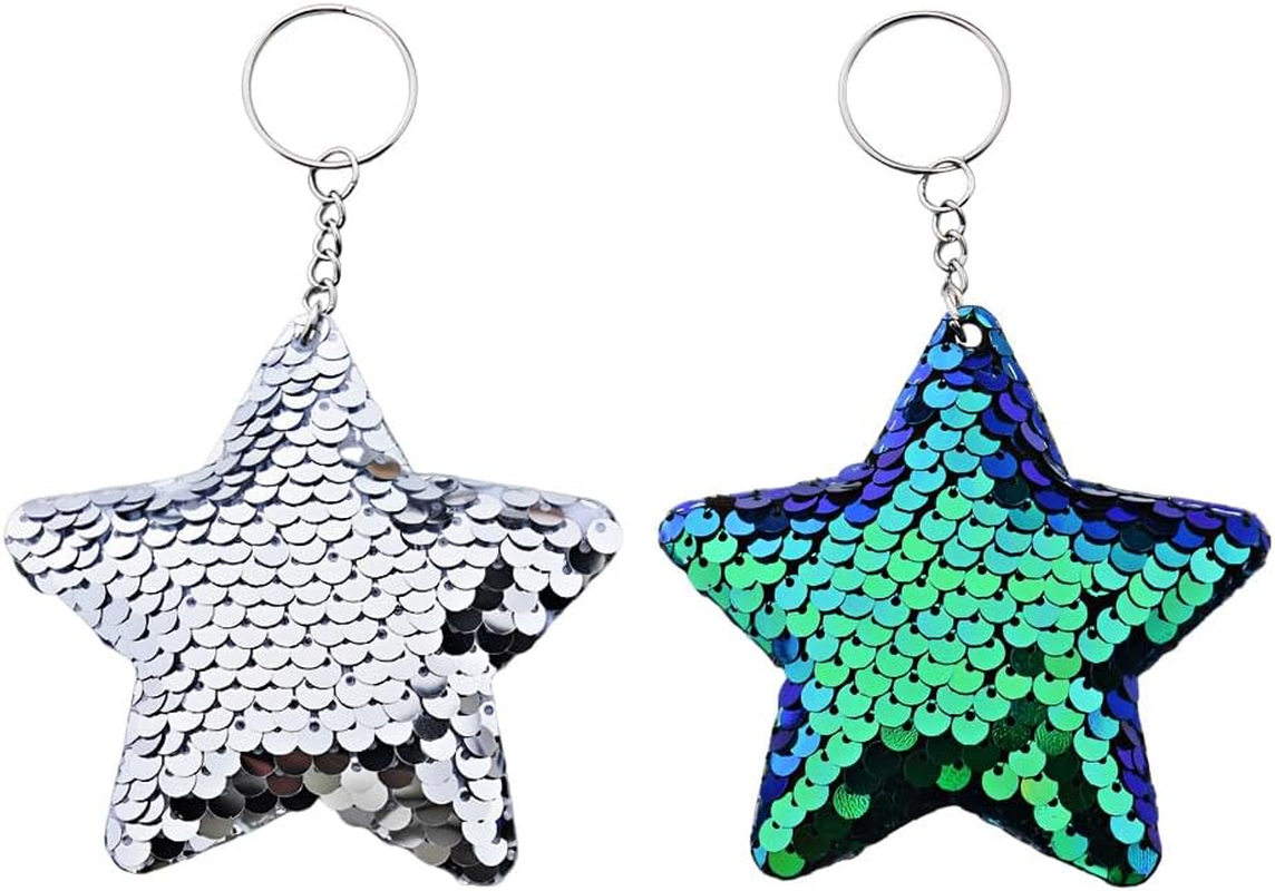 Rhinestone Sequins Star Keychains for Backpacks Handbag Glitter Charms for Purse Wallet Bling Keychain for Girls Women Stars image number 3