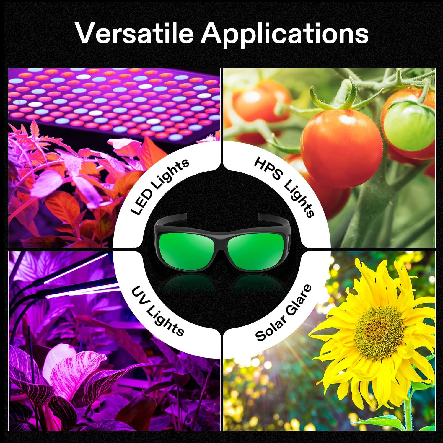 VIVOSUN 2-Pack Indoor Hydroponics LED Grow Room Glasses with Glasses Case image number 1