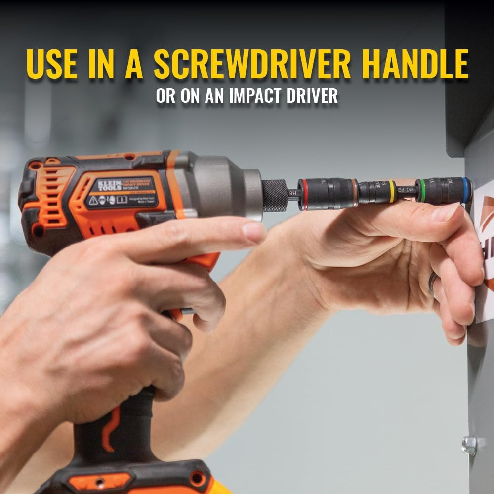 Klein Tools Impact Driver, 7-In-1 Impact Flip Socket Set with Handle, 6 Hex Driver Sizes plus a 1/4-Inch Bit Holder 32900 image number 6