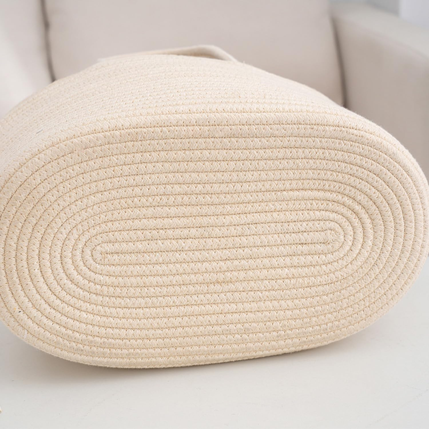 Baby Nappy Caddy, Nappy Organiser, Stylish Nursery Bohemian Cotton Rope Storage Basket, Portable Car Organizer with Removable Inserts, for Storage Nappy and Necessities, 38 X25 X18 CM (Beige) image number 4