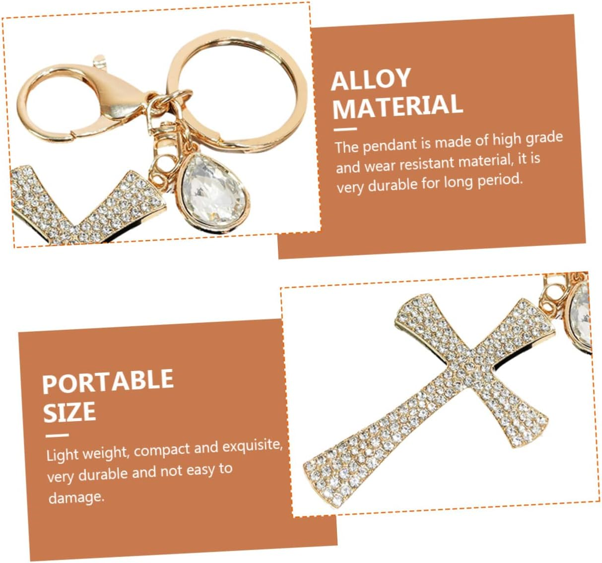 Amosfun Handmade Cross Keyring Cool Keychain for Bag Pendant Decorative and Practical image number 4