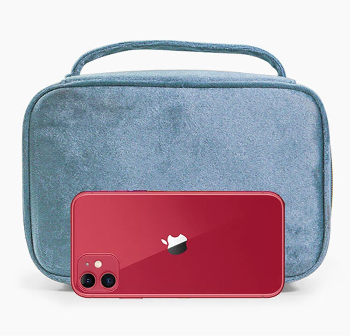 Velvet Large Capacity Cosmetic Bag Portable Makeup Travel Cosmetics Brush Skin Care Product Storage Case (Sapphire Blue) - Aquamarine image number 7