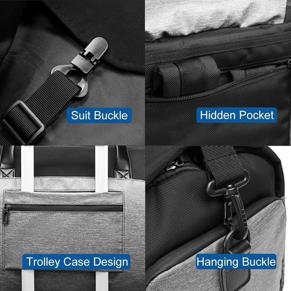 ABDULWEN 4-In-1 Convertible Garment Bag with Shoe Compartment, Carry on Travel Suit Bag Waterproof Duffel Weekender Bag for Men & Women, Grey image number 2