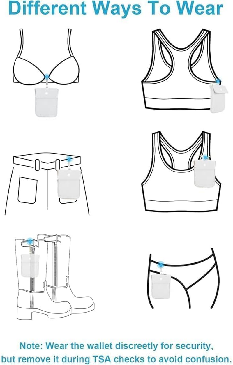 Travel Bra Wallet,Hidden Money Pouch with Adjustable Elastic Strap,Perfect Secret Pocket Protect Your Passport Credit Cards Valuables- Secure,Comfortable(Washable) image number 2