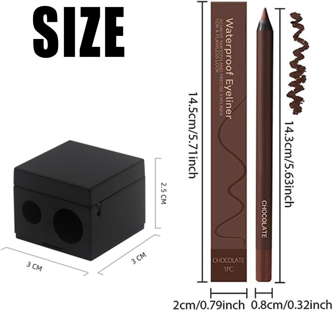 Eyeliner, 24 HR Waterproof Eyeliner Duo Sharpenable Eye Pencil, No Smudging Fading, Long-Lasting Smooth, Soft Tip and Easy to Color (02（Plum）) - 03（Brown） image number 5