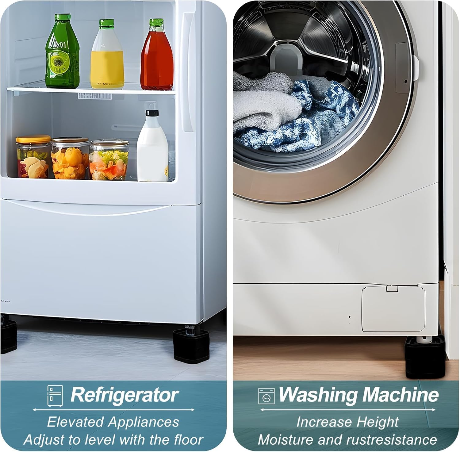 8 Pack Furniture Risers, Adjustable Bed Risers Heavy Duty Stackable Bed Raisers for Table Desk Couch Chair Sofa Cabinet Bed Legs Lift Height 1" image number 1