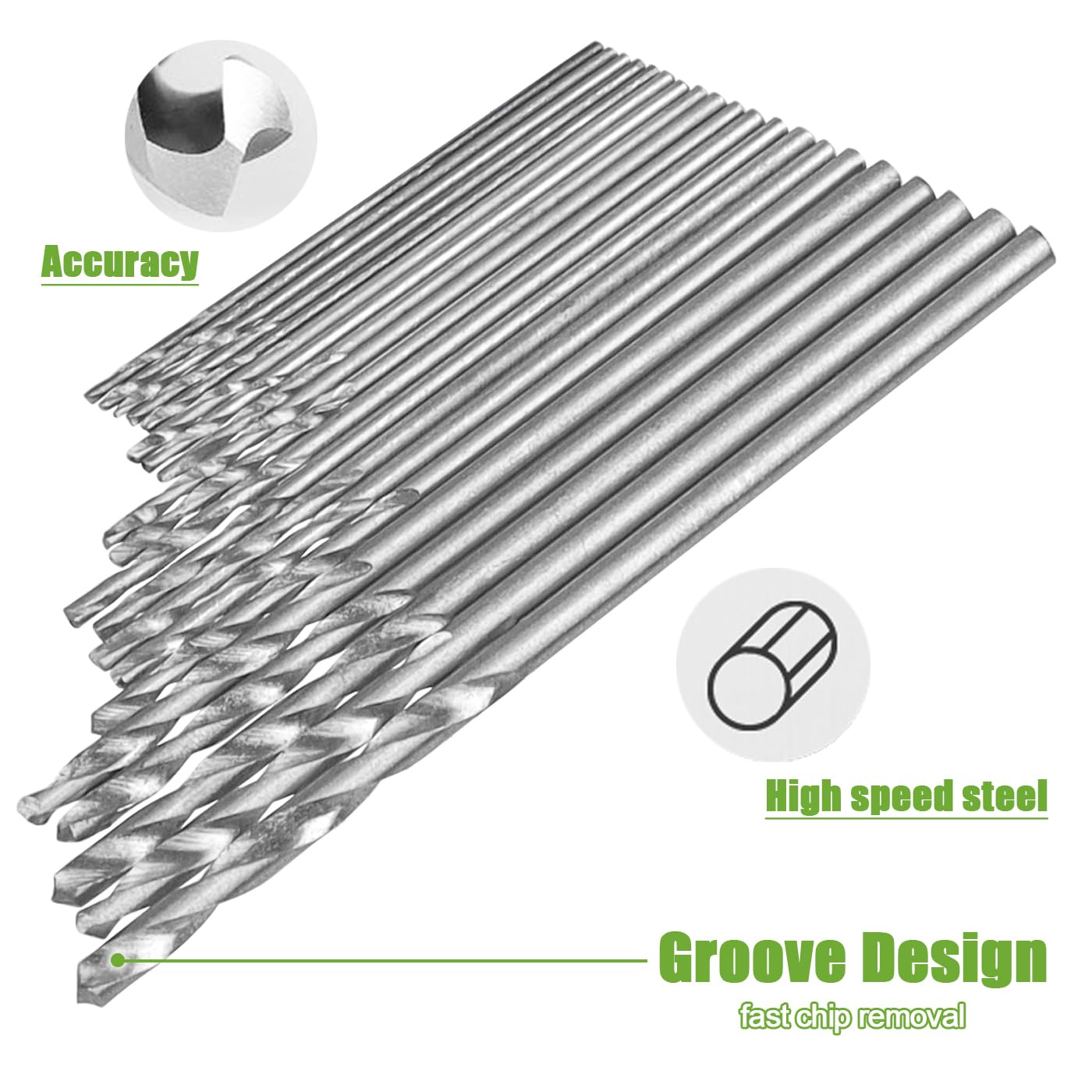 20 Pcs Mini Micro Drill Bits 0.3-1.6Mm Shank Twist Drill HSS Small Twist Drill Bit Set DIY Manual Hardworking Kit Pin Vise Rotary Hand Tools Accessory image number 6