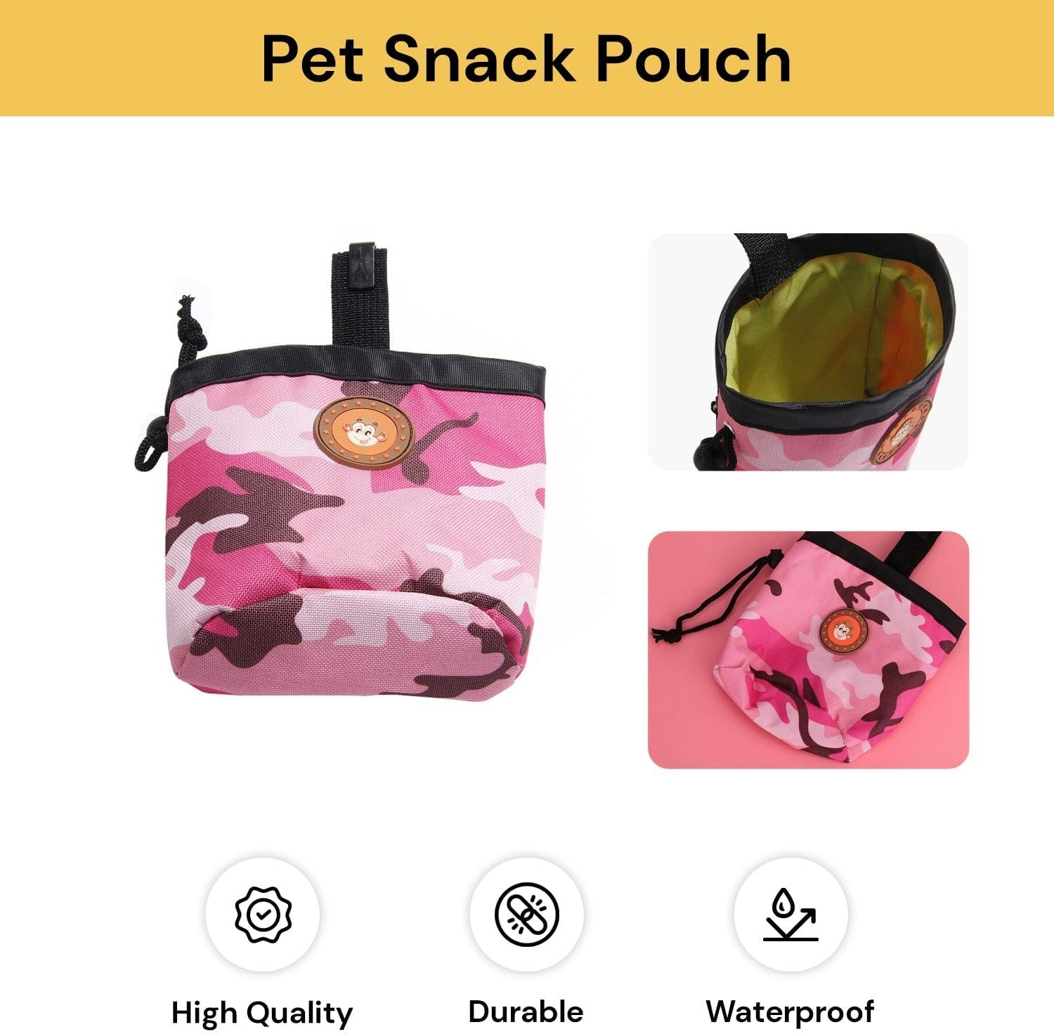 EZONEDEAL Pet Dog Treat Pouch with Poop Bag Dispenser Hands-Free Treat Pouches Dog Training Treat Pouch for Dog Walk, Dog Treat Bags Training Pouch, Dog Food Dispenser for Travel, Outdoor (Pink) image number 3