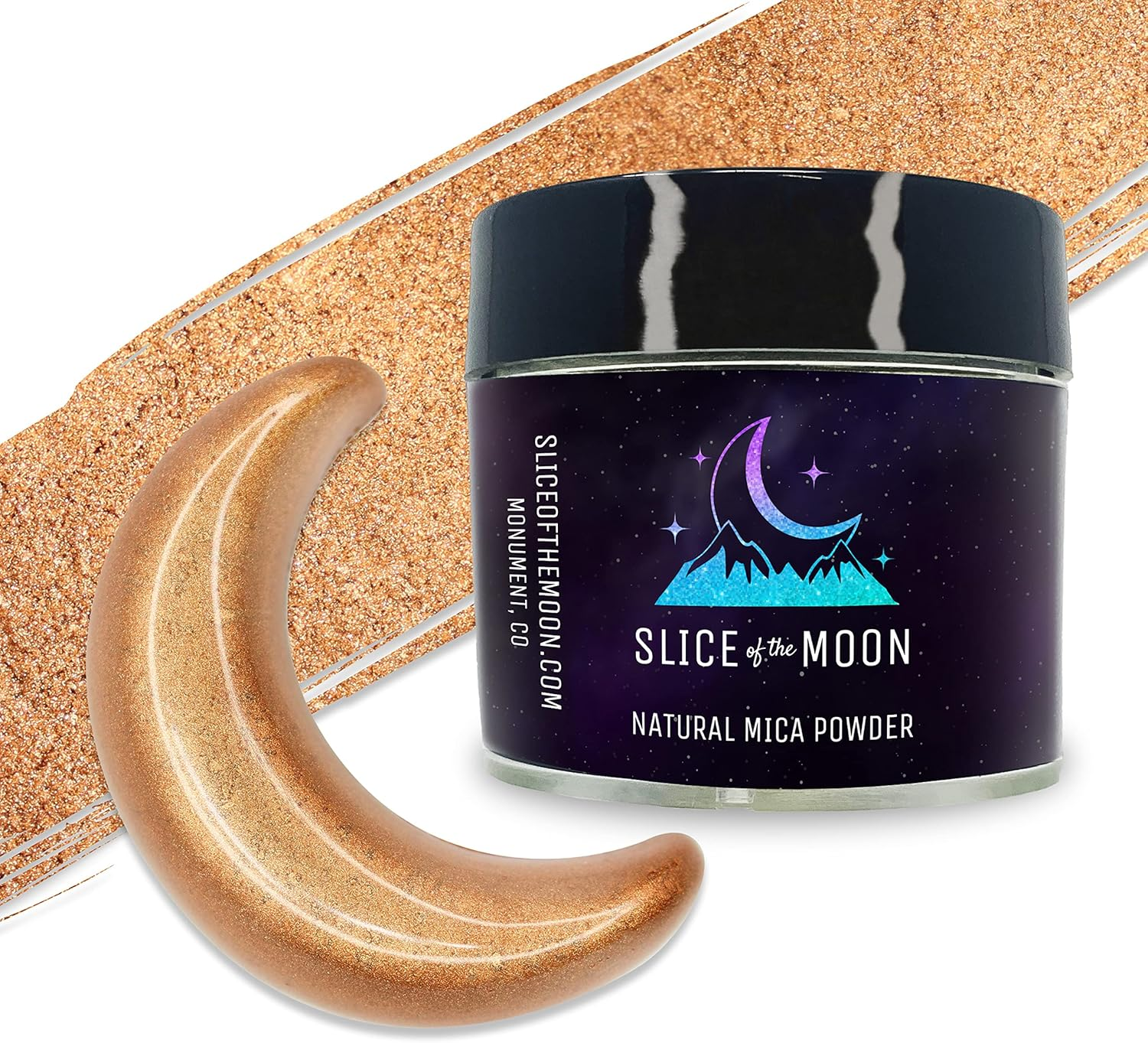 Slice of the Moon | Orange Natural Mineral Mica Powder, 0.42Oz (12G) | for Personal or Professional Use - Cosmetics, Epoxy Resin Projects, Nail Polish, Soaps, Bath Bombs, and Art Projects