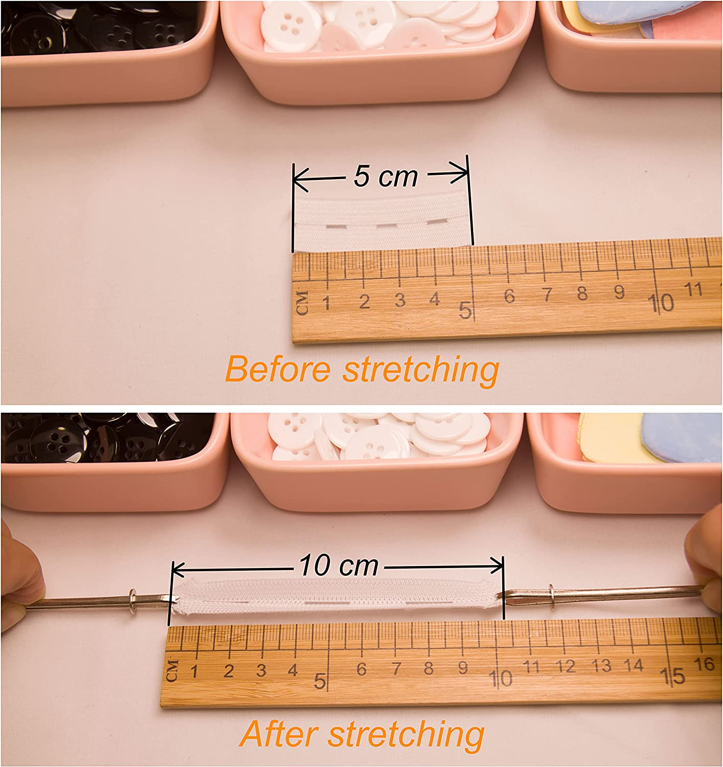 Flat Sewing Band Spool with Buttonholes, Elastic Stretchable, Ideal for DIY Waistbands and Necklines (White, 3/4 Inch &times; 3 Yards) image number 2