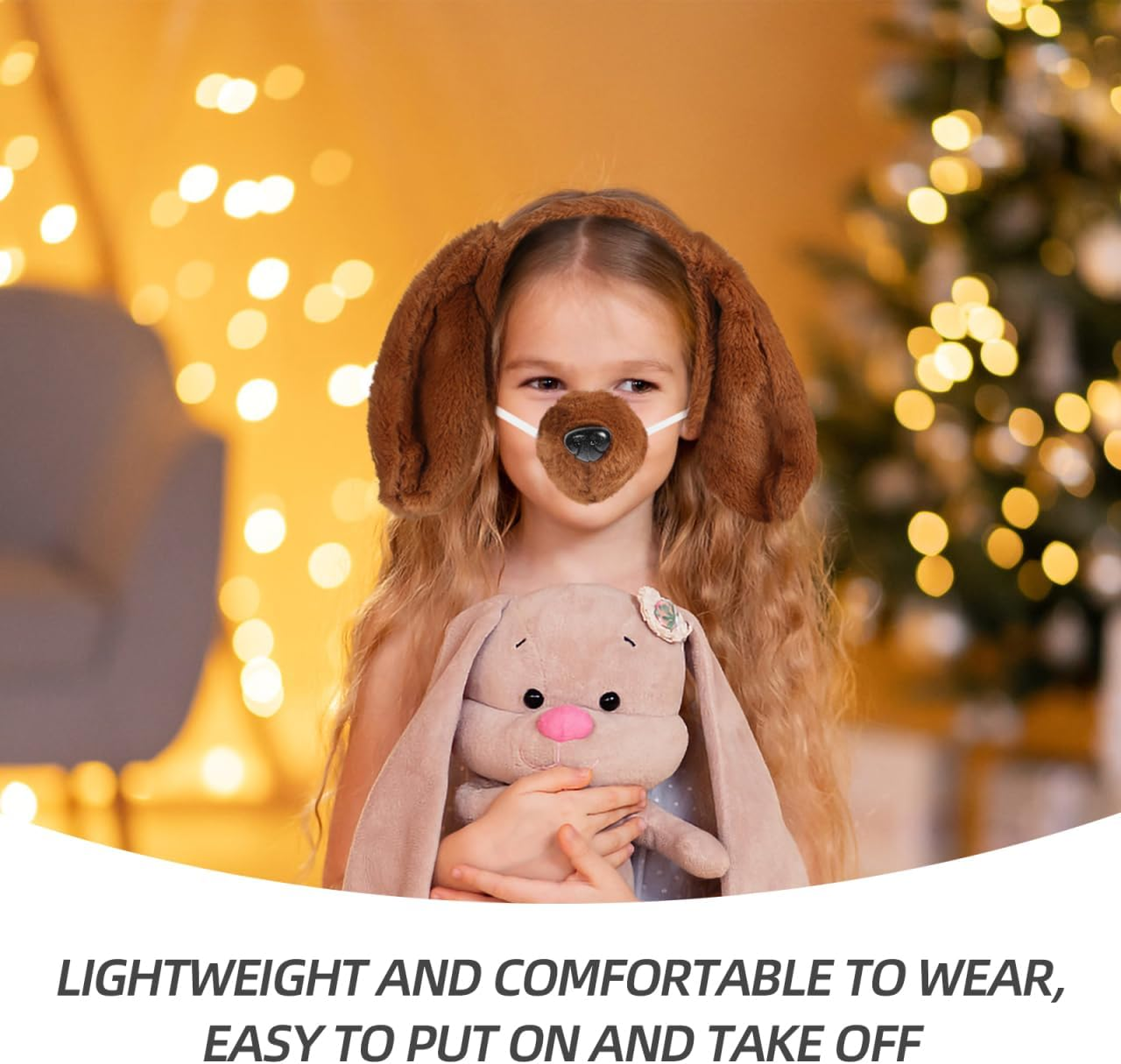 Alasum Puppy Dog Costume Kit with Animal Ears Headband Bowtie Fake Nose Tail Lightweight Pet Cosplay Set for Party Dress up and Festival Celebration