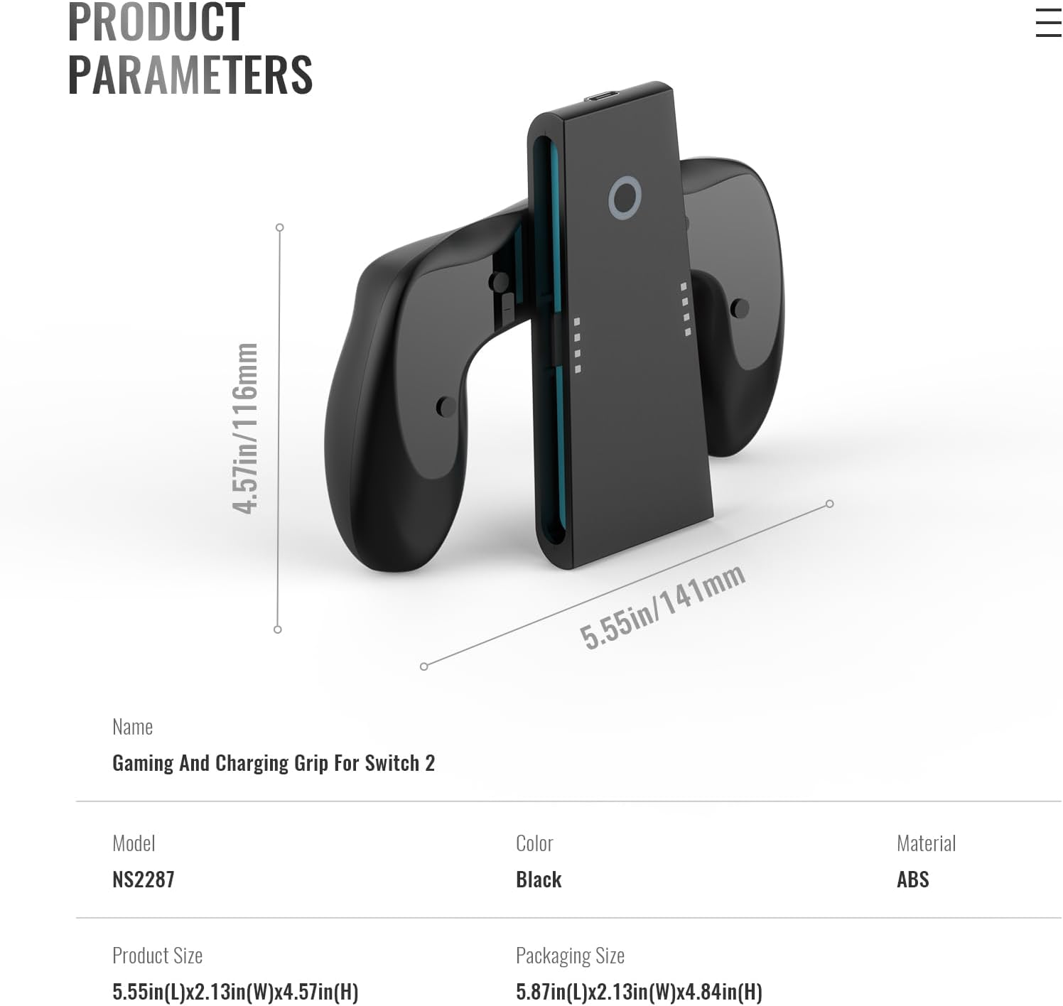 Charger Handle Suitable for Nin-Tendo Switch 2 Accessories, Switch 2 Grip with USB Charging Cable, Charging While Playing, Easy to Install and Remove (Black) image number 5