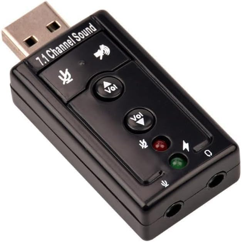 USB 2.0 Sound Card 7.1 3D External Audio Adapter Volume Control Function Keys Microphone Black for Computer Notebook Tablet PC Laptop image number 3