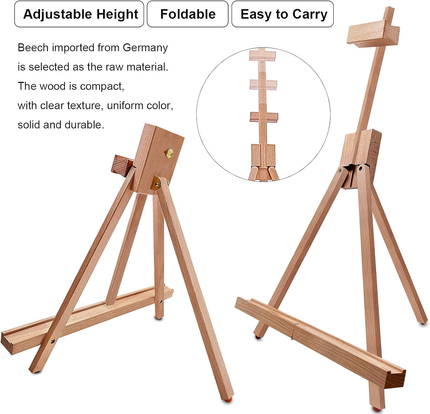 Miratuso Painting Easel, Folding Wooden Tabletop Easel Stand Holds Highest to 21" Canvas, Portable Desktop Easel Suitable for Artists, Beginners, Students image number 2