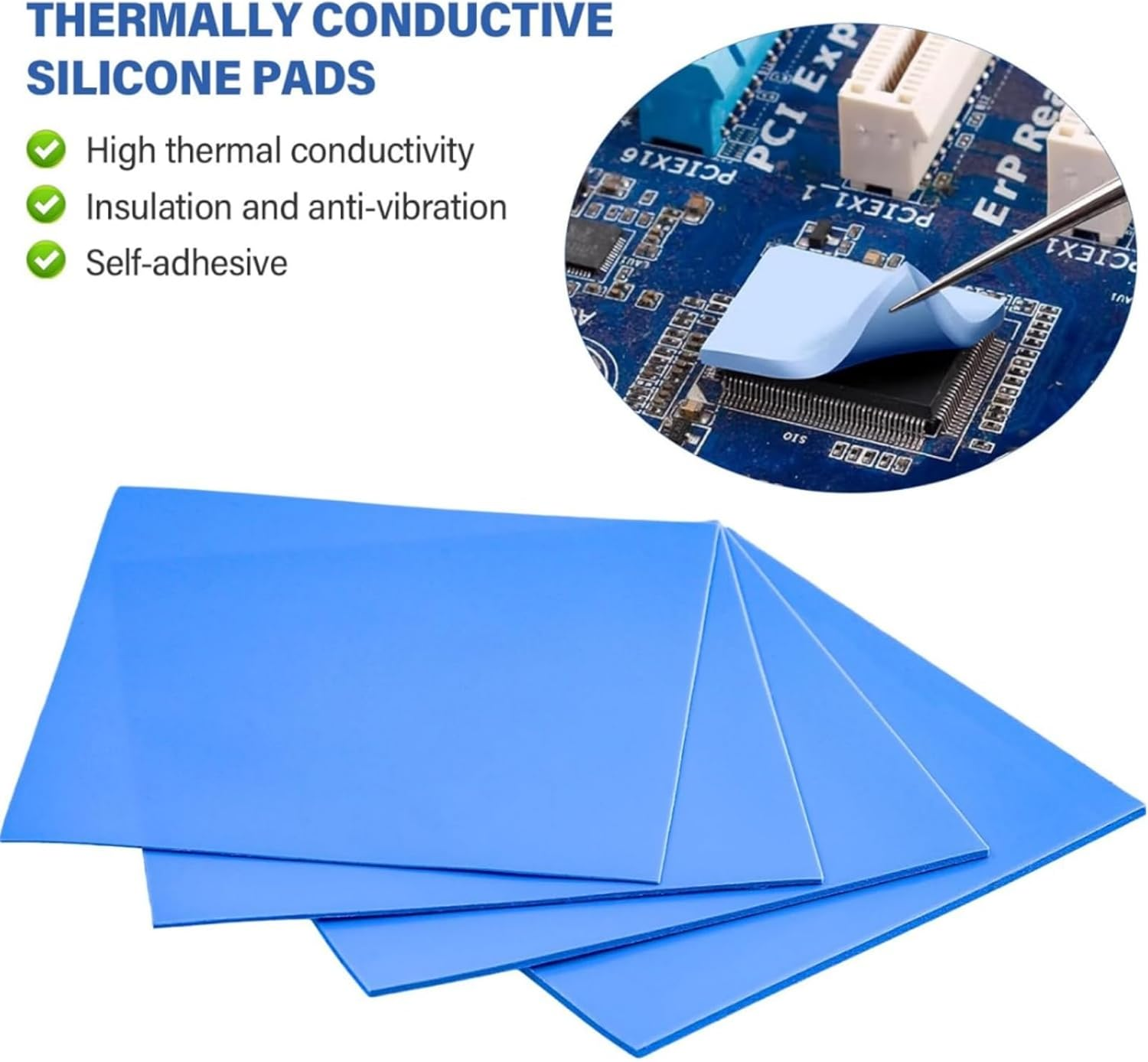 Suytvenxau 4 Pack Thermal Pad 100X100Mm, 0.5Mm-2Mm Thickness, High Temperature Heat Resistant Silicone Grease 6.0W/Mk Thermal Pads for PC, Laptop, CPU, GPU, SSD, IC, LED Cooling image number 6