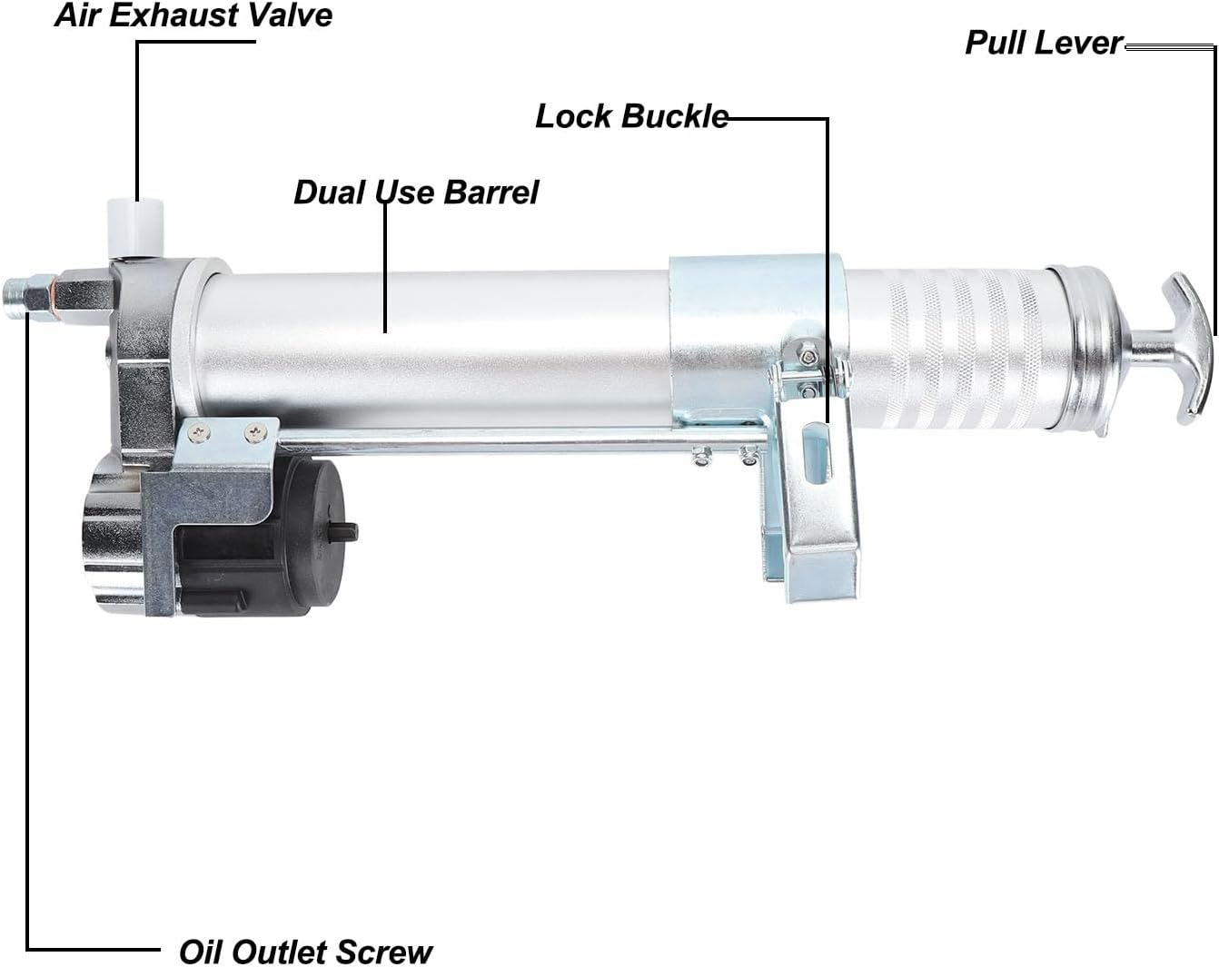 Grease Gun Kit, 12000PSI Heavy Duty Electric Grease Gun Drill Adapter with Flex Hose, Extension Rigid Pipe, Coupler & Nozzle, 600CC Capacity Universal Cordless Grease Gun Bare Tool image number 6