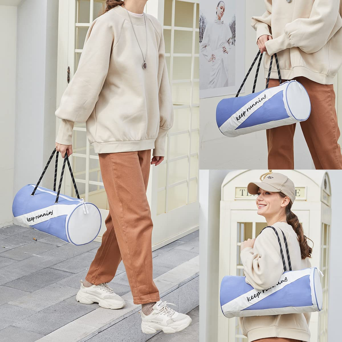 Fitness Sports Gym Swim Dance Bag Ladies and Girls with Shoe Compartment Wet Pocket Soft Lavender and White Colour from Paton Travel Australia image number 3