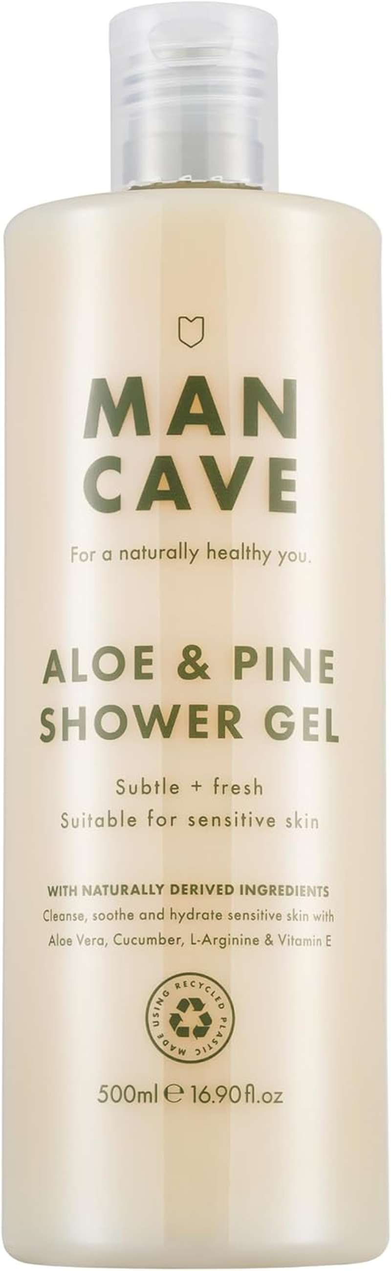 Mancave Shower Gel Men for Sensitive Skin - Aloe and Pine 500 Ml - Sulphate Free and Natural, Vegan, Cruelty Free, Recycled Packaging, Sensitive Shower Gel Men image number 2