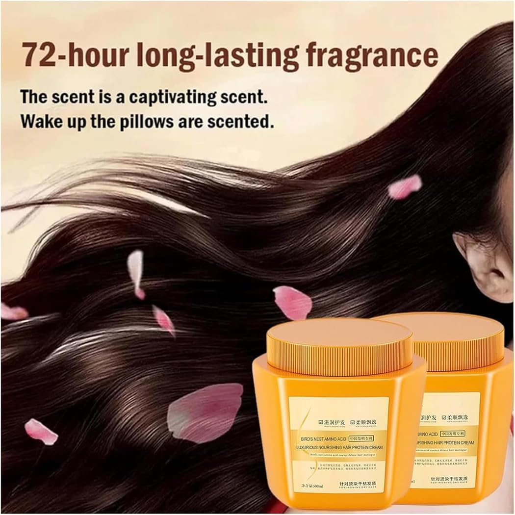 Amino Acid Essence Luxury Nourishing Hair Protein Cream,Repairing Essence Hair Mask,Amino Acid Moisturizing Repair Hair Care Conditioner 500Ml image number 3