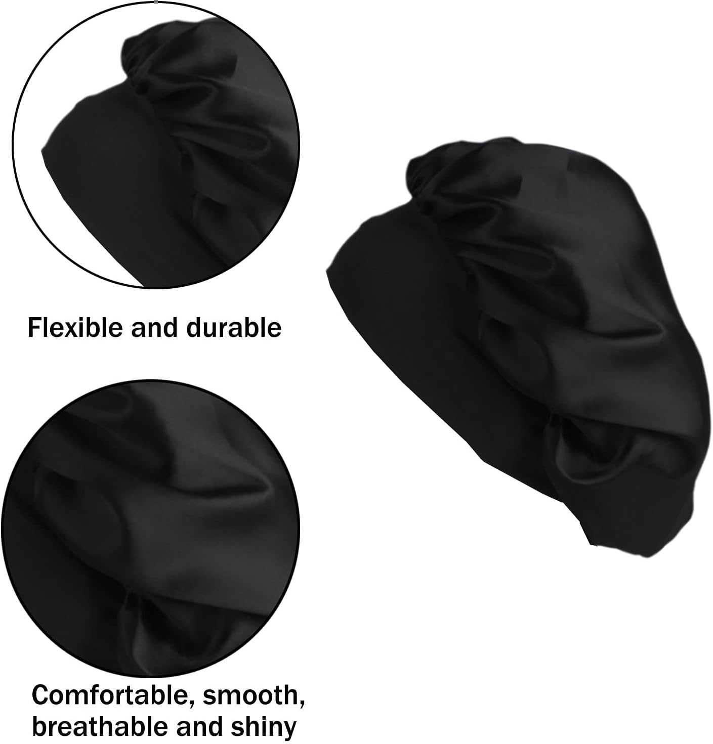 3PCS Satin Bonnet, Sleeping Caps, Satin Hair Bonnet for Sleeping, Elastic Wide Band Hat Night Sleeping Head Cover for Girls, Gift for Birthday, Christmas, Thanksgiving, Valentine'S Day image number 3