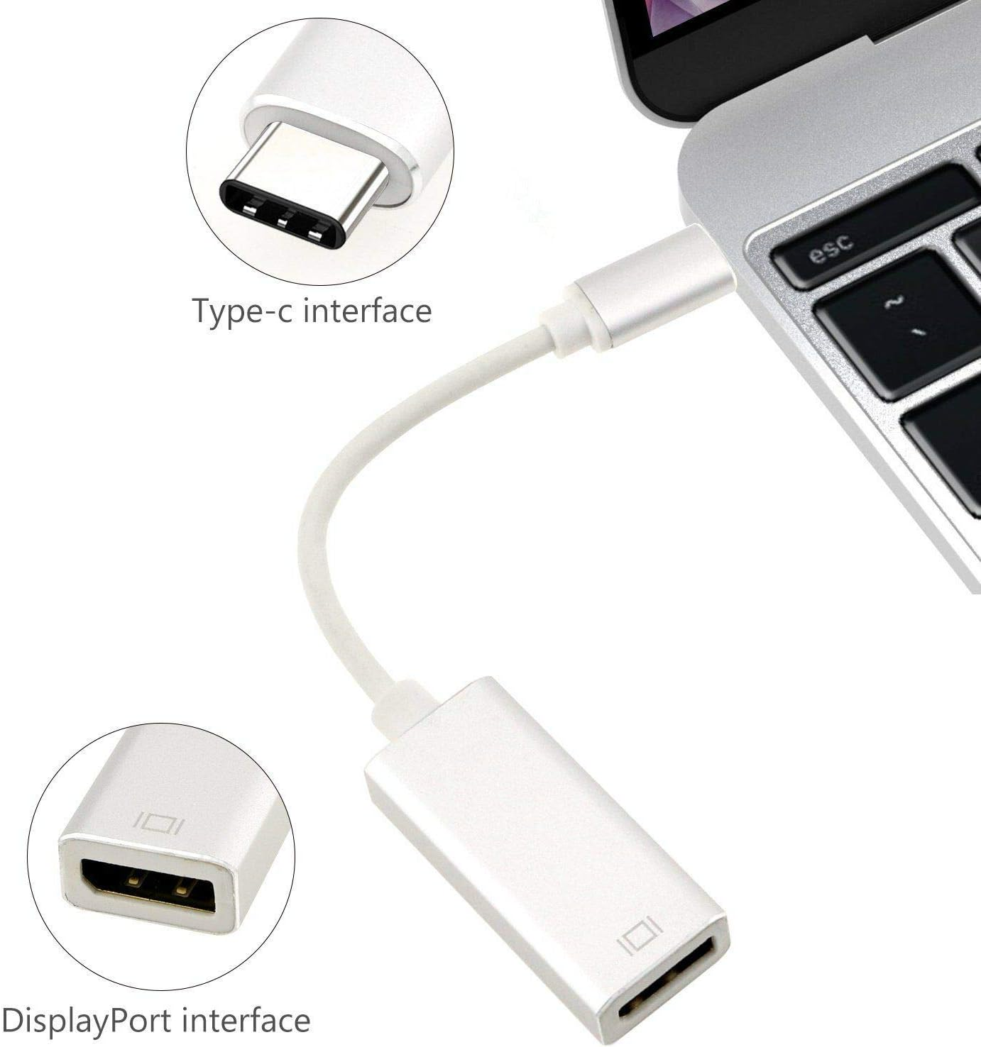 ELASO USB Type C Thunderbolt 3 to Displayport DP 4K Video Adapter Cable Compatible with Macbook Dell XPS 13 15 Chromebook Surface Book 2 Go Imac Samsung S8/S9+/Note 8/Note 9 image number 3