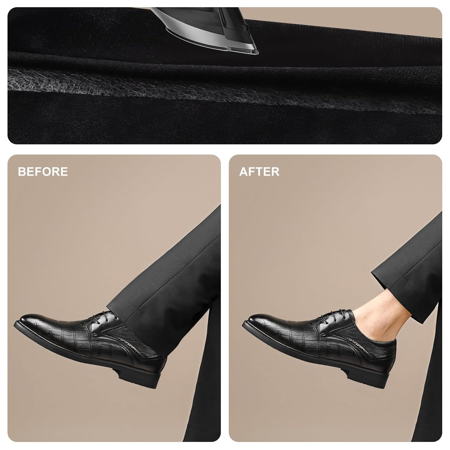 2 Rolls Iron Hemming Tape, Hemming Web, Iron on Tape for Skirts, Pillows, Jeans and Curtains,2Cm Wide * 24 Metres Long with Tape Measure(White) - 2, Black image number 3