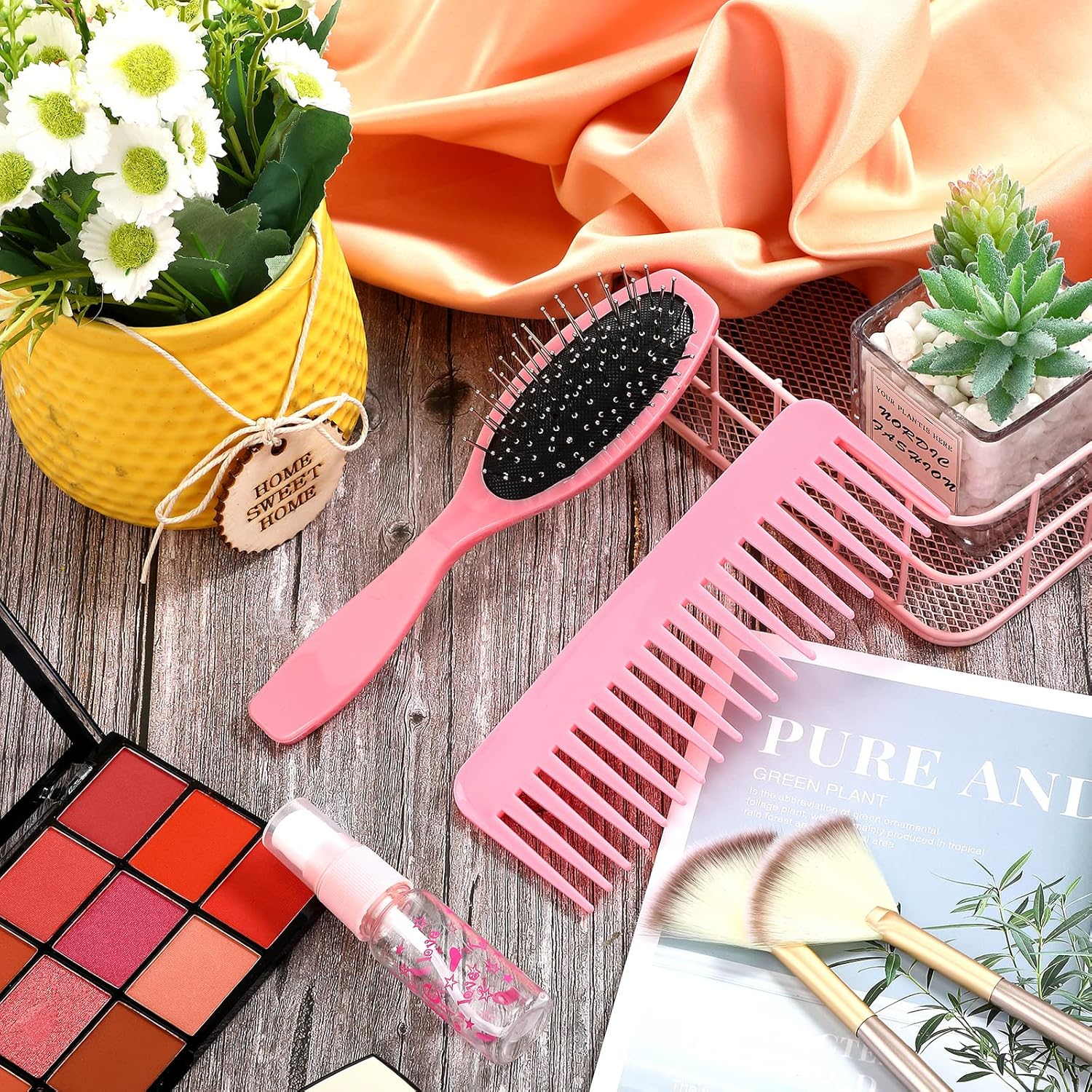 3 Pieces Hair Brush Kit for 18 Inch Doll - Wig Brushes, Wire and Plastic Brush, Comb Set with Spray Bottle for Head Care Styling Detangling Accessories (Light Pink) image number 4