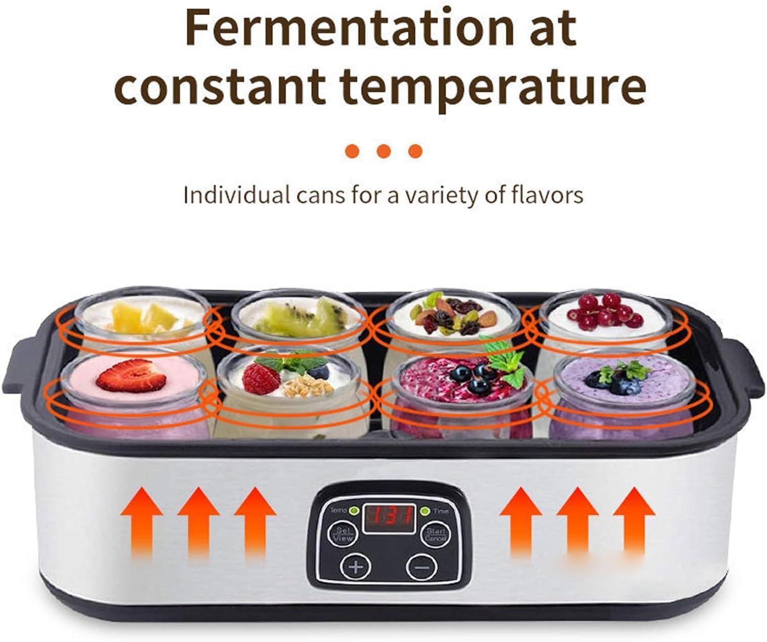 Yogurt Maker, Automatic Digital Yoghurt Maker Machine with Timer & Constant Temperature Control, Stainless Steel Probiotic Yogurt Makers with & LCD Display, 8 * 6 Oz Glass Yogurter Jars image number 1