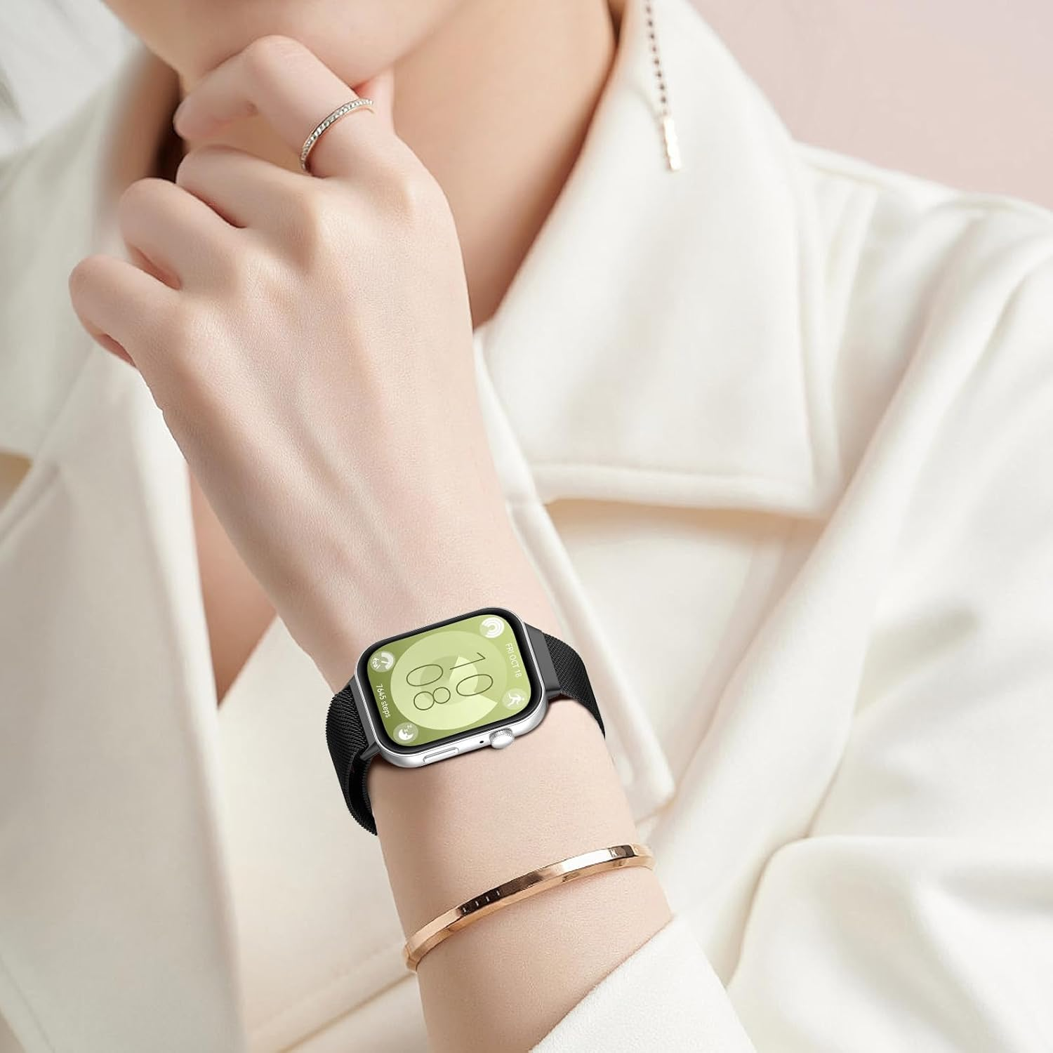 Hinnwer Bracelet for Huawei Watch Fit 3 Magnetic Watch Strap Stainless Steel Metal Replacement Strap Stainless Steel Strap Quick Release for Huawei Watch Fit 3 - Gray image number 5