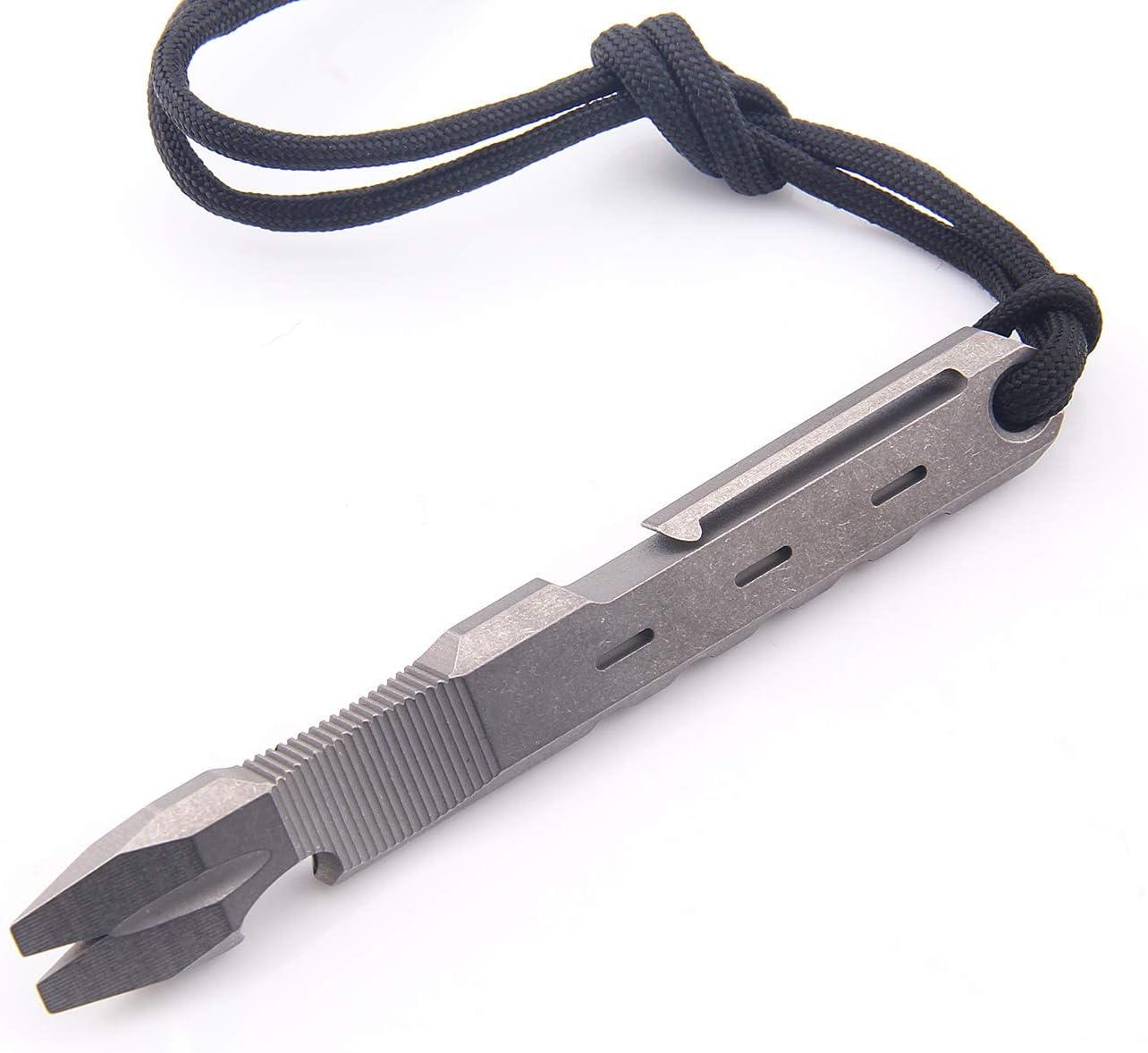 Hamans Titanium EDC Pry Bar with Nail Puller Bottle Opener Function with Pocket Clip EDC Tool (Grey) image number 2
