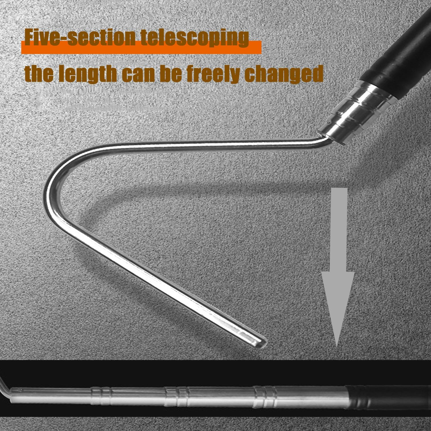 Shengsenfu Adjustable Stainless Steel Snake Hook, Extensible Snake Hook, Retractable Reptile Hook, Pick-Up Handling Tool, Extensible Grappling Hook, Pet Snake Accessories, Pool Skimmer Basket Hook image number 6