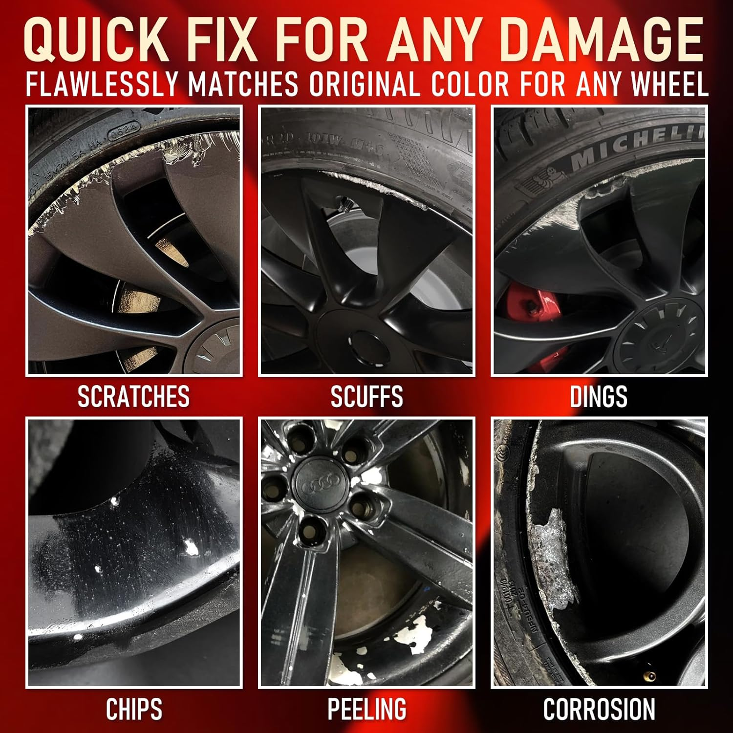 SMAPHY Black Rim Touch up Paint, Wheel Repair Paint Quick and Easy, for Cars Wheel, Car Repair, Universal Color Rims (Matte Black)