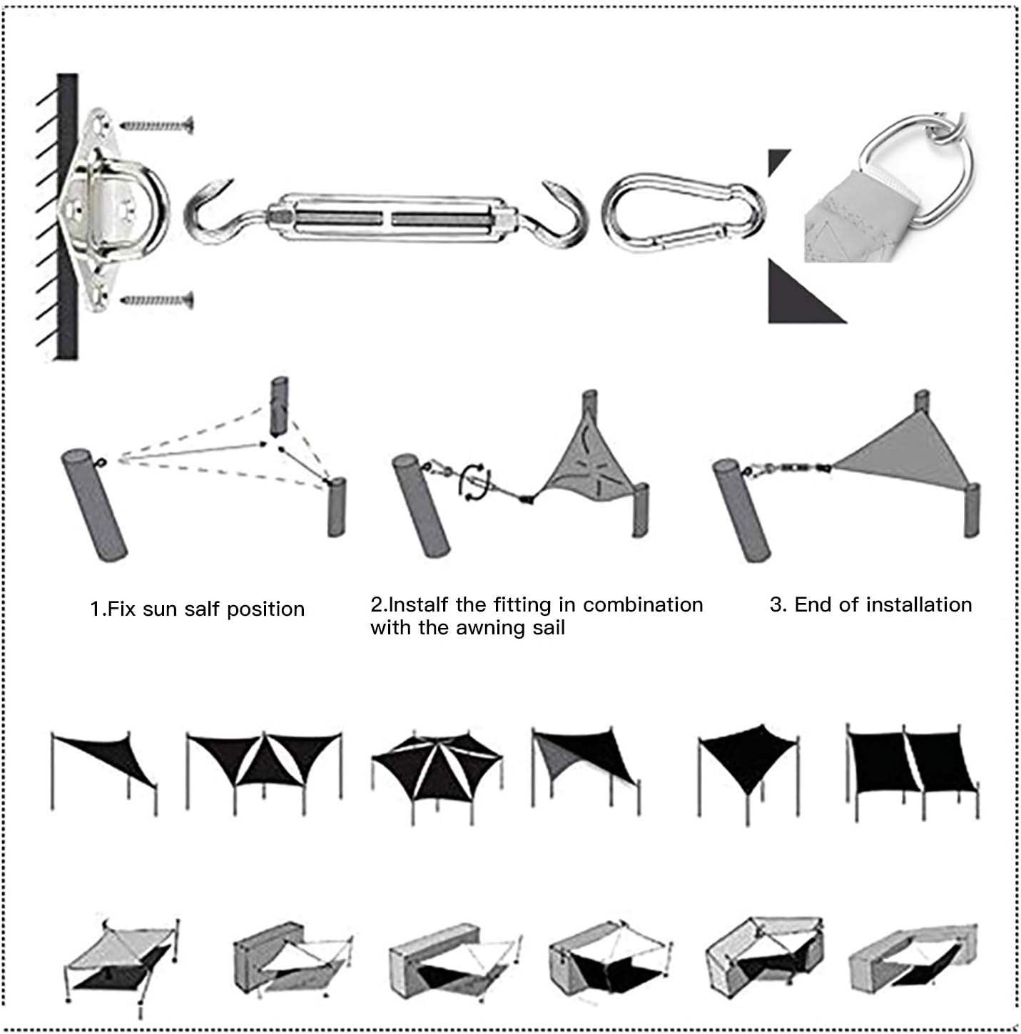 Marooma Sun Shade Sail, 4 X 4 X 5.7 M Triangle Sun Sail Shade Garden Sail Canopy with Fixing Kit, Right Angle Garden Shade Sails Sunshade Awnings for Outdoor Garden Patio - Beige image number 4